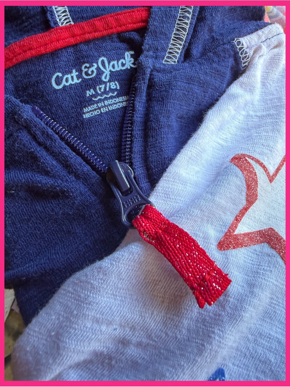 FAST SHIP! Cat & Jack Girl Boy July 4th Fireworks Red White Blue America Hoodie - Picture 3 of 3